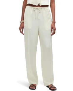 Madewell Pintucked Slim Pull-On Pants in Satin