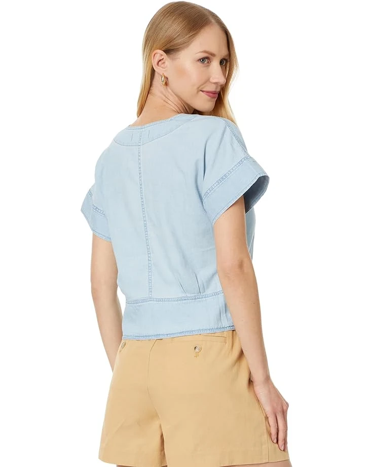 Madewell Denim Pleated Short-Sleeve Top in Doral Wash | Shirts & Tops 2 Madewell Denim Pleated Short-Sleeve Top in Doral Wash | Shirts & Tops - Image 2