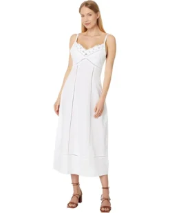 Madewell Sweetheart Midi Dress in Linen-Cotton Blend | Dresses