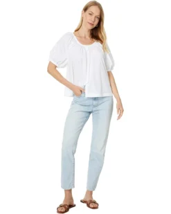Madewell Embroidered Puff-Sleeve A-Line Top in Poplin | Shirts & Tops -Bold Closet Shop 61mtPOtr5cL. AC SR736920