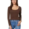 Madewell Square-Neck Long-Sleeve Crop Tee in Sleekhold | Shirts & Tops