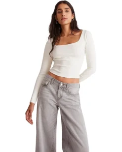 Madewell Square-Neck Long-Sleeve Crop Tee in Sleekhold | Shirts & Tops -Bold Closet Shop 719tbcPdKL. AC SR736920