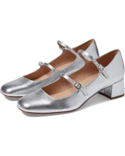 Madewell The Nettie Heeled Mary Jane in Metallic Leather | Heels