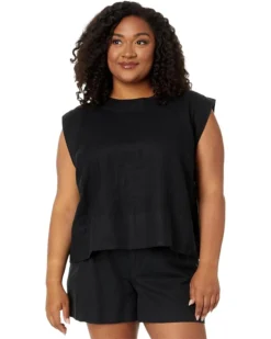 Madewell Plus Bateau-Neck Tank in 100% Linen | Shirts & Tops