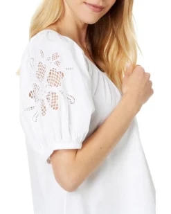 Madewell Embroidered Puff-Sleeve A-Line Top in Poplin | Shirts & Tops -Bold Closet Shop 71cdE2OMJQL. AC SR736920