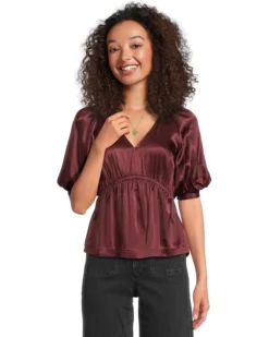 Madewell Kathleen Top- Unitedtex Stretch Satin | Shirts & Tops