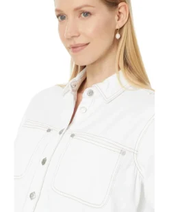 Madewell Denim Long-Sleeve Crop Shirt in Tile White | Coats & Outerwear -Bold Closet Shop 71iobBZOKqL. AC SR736920