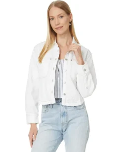 Madewell Denim Long-Sleeve Crop Shirt in Tile White | Coats & Outerwear
