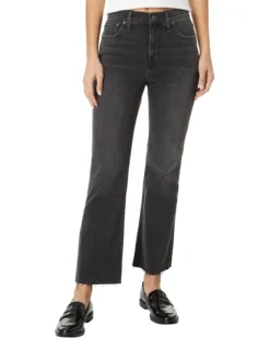 Madewell Kick Out Crop Jeans in Washed Black: Raw Hem Edition