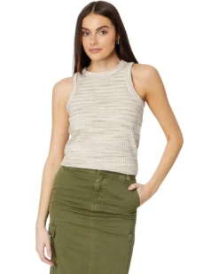 Madewell Brightside Rib Cutaway Crop Tank in Marled Space-Dye | Shirts & Tops