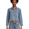 Madewell Cropped Boxy Long Sleeve Shirt In Maspeth Wash | Shirts & Tops