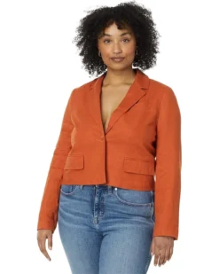 Madewell Cropped Blazer in 100% Linen | Coats & Outerwear
