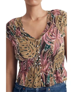 Madewell Shirred Cap-Sleeve Top in Brushstroke Monstera | Shirts & Tops -Bold Closet Shop 816W6pRYzUL. AC SR736920 1