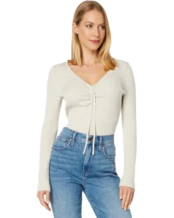 Madewell Ibiza V-Neck Cinched Slim Pullover | Sweaters