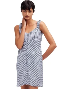 Madewell Cap-Sleeve Button-Front Mini Dress in Geometric Print | Dresses