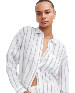 Madewell The Oversized Shirt in Stripe Ramie | Shirts & Tops -Bold Closet Shop 81OujBIaqiL. AC SR736920