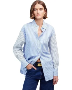 Madewell Big Shirt - Double Weave Stripe Chambray | Shirts & Tops