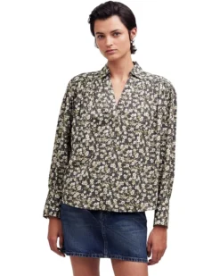 Madewell Top Femme Long Sleeve Popover - Transpeed Cotton Viscose | Shirts & Tops