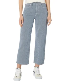 Madewell The Perfect Vintage Wide-Leg Crop Jean in Indigo Railroad Stripe | Jeans