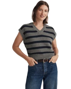 Madewell Waffle-Knit Sweater Vest in Stripe | Sweaters