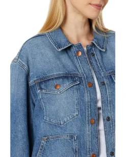Madewell The Oversized Trucker Jean Jacket in Sentell Wash: Snap-Front Edition | Coats & Outerwear -Bold Closet Shop 91w8I4CkML. AC SR736920
